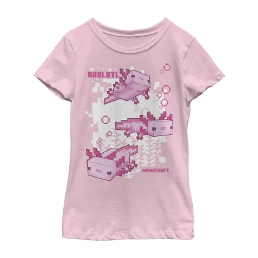 Little & Big Girls Crew Neck Short Sleeve Minecraft Graphic T-Shirt