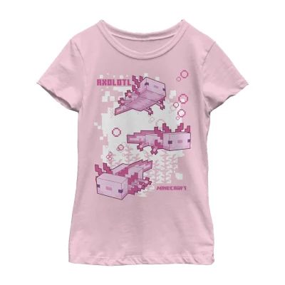 Little & Big Girls Crew Neck Short Sleeve Minecraft Graphic T-Shirt