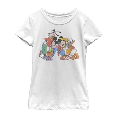 Little & Big Girls Disney Crew Neck Short Sleeve Mickey and Friends Graphic T-Shirt