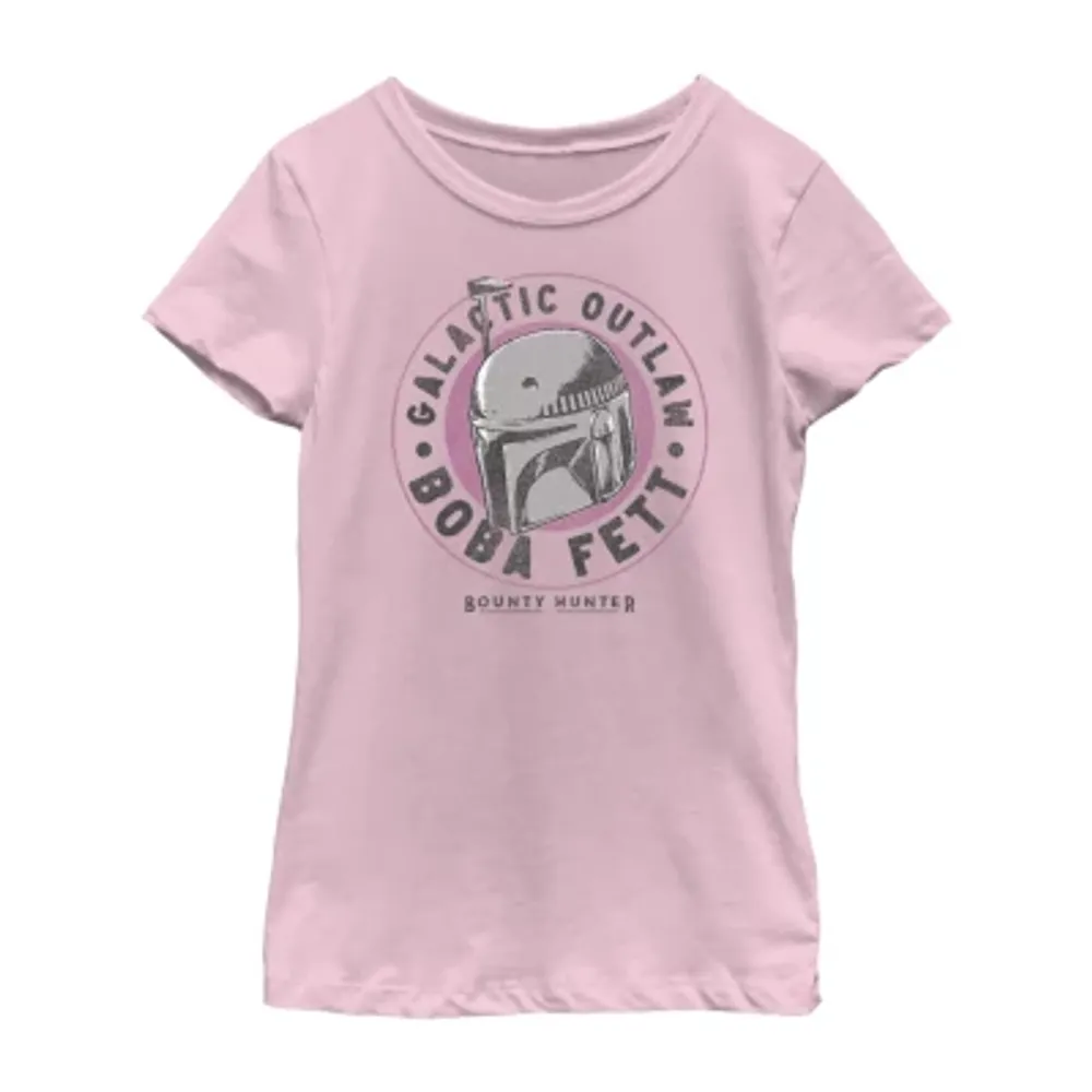 Little & Big Girls Boba Fett Crew Neck Short Sleeve Star Wars Graphic T-Shirt