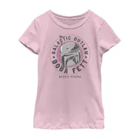 Little & Big Girls Boba Fett Crew Neck Short Sleeve Star Wars Graphic T-Shirt