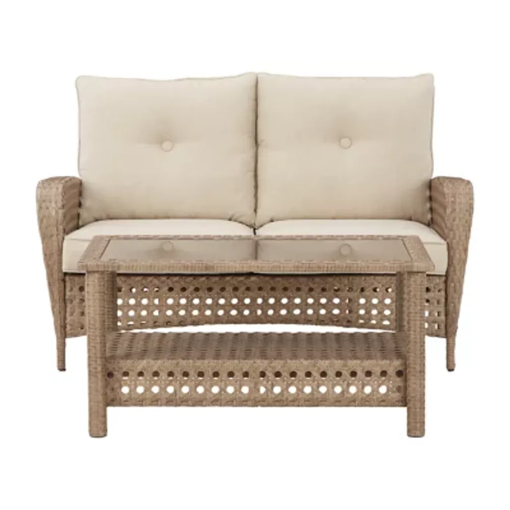 Hampton Bay Lakewood 5-Piece Eucalyptus Patio Chat Set with