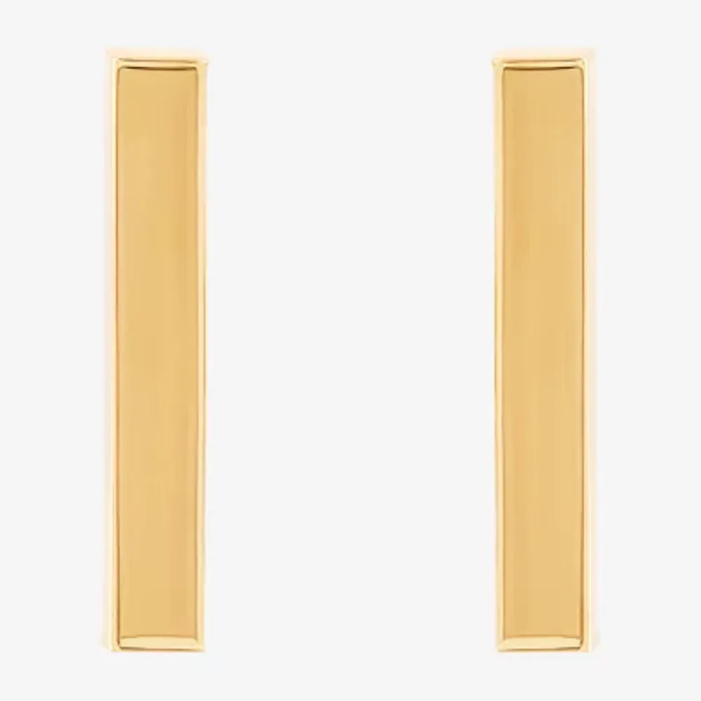 14K Gold 12.7mm Bar Stud Earrings