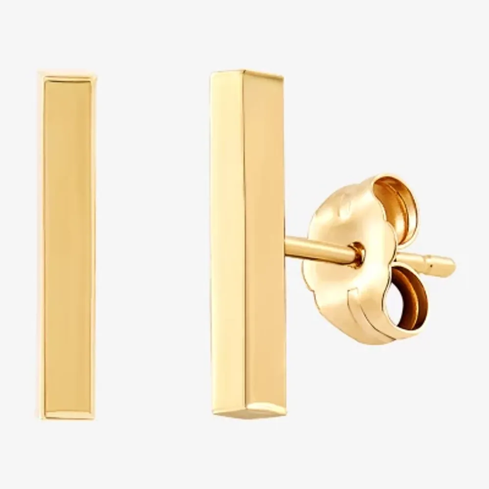 14K Gold 12.7mm Bar Stud Earrings