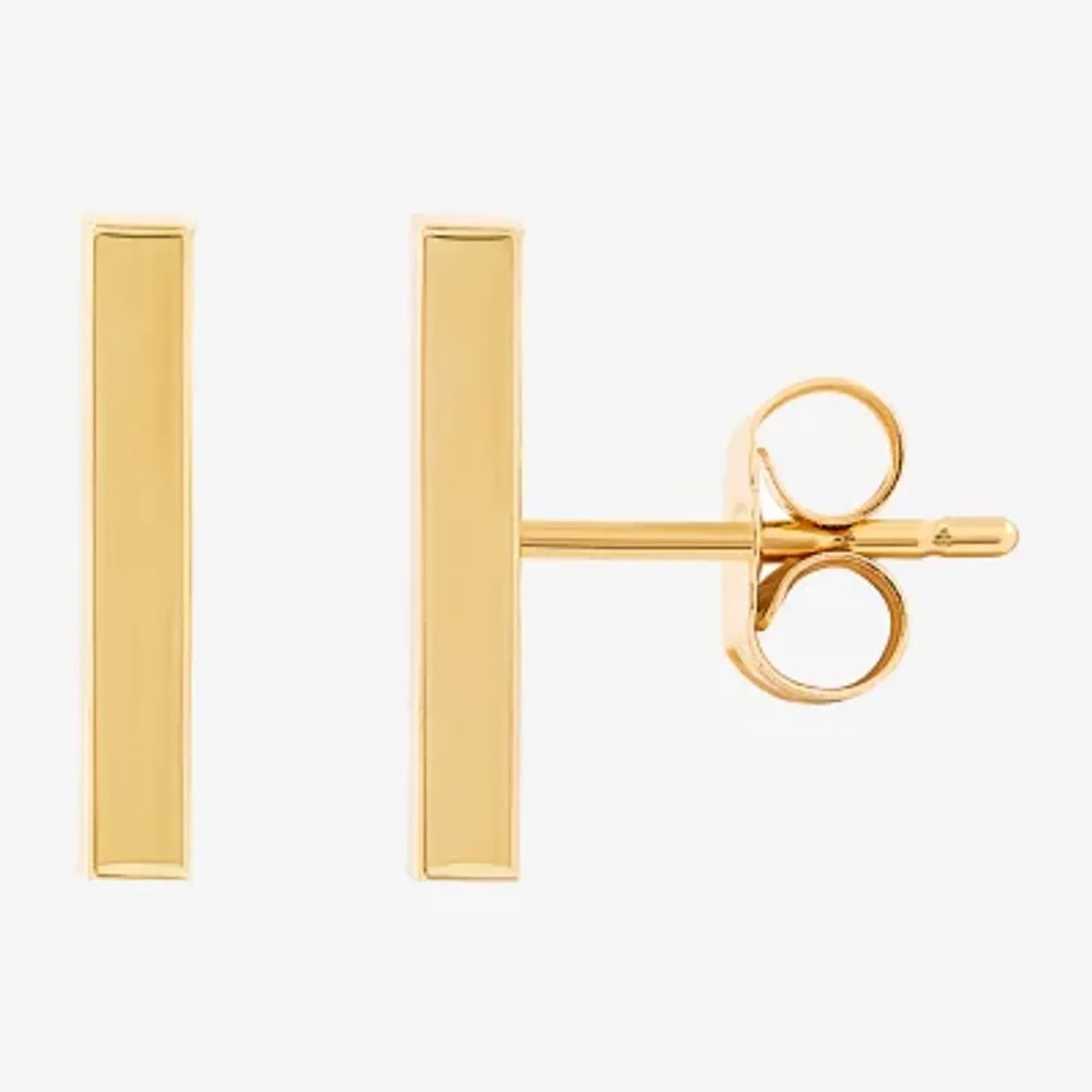 14K Gold 12.7mm Bar Stud Earrings