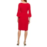 Connected Apparel 3/4 Bell Sleeve Sheath Dress