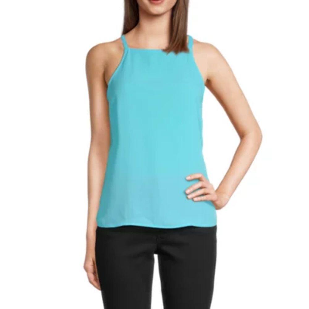 Worthington Tall Womens Square Neck Sleeveless Blouse