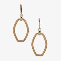 Worthington Gold Tone Textured Hexagon Drop Earrings