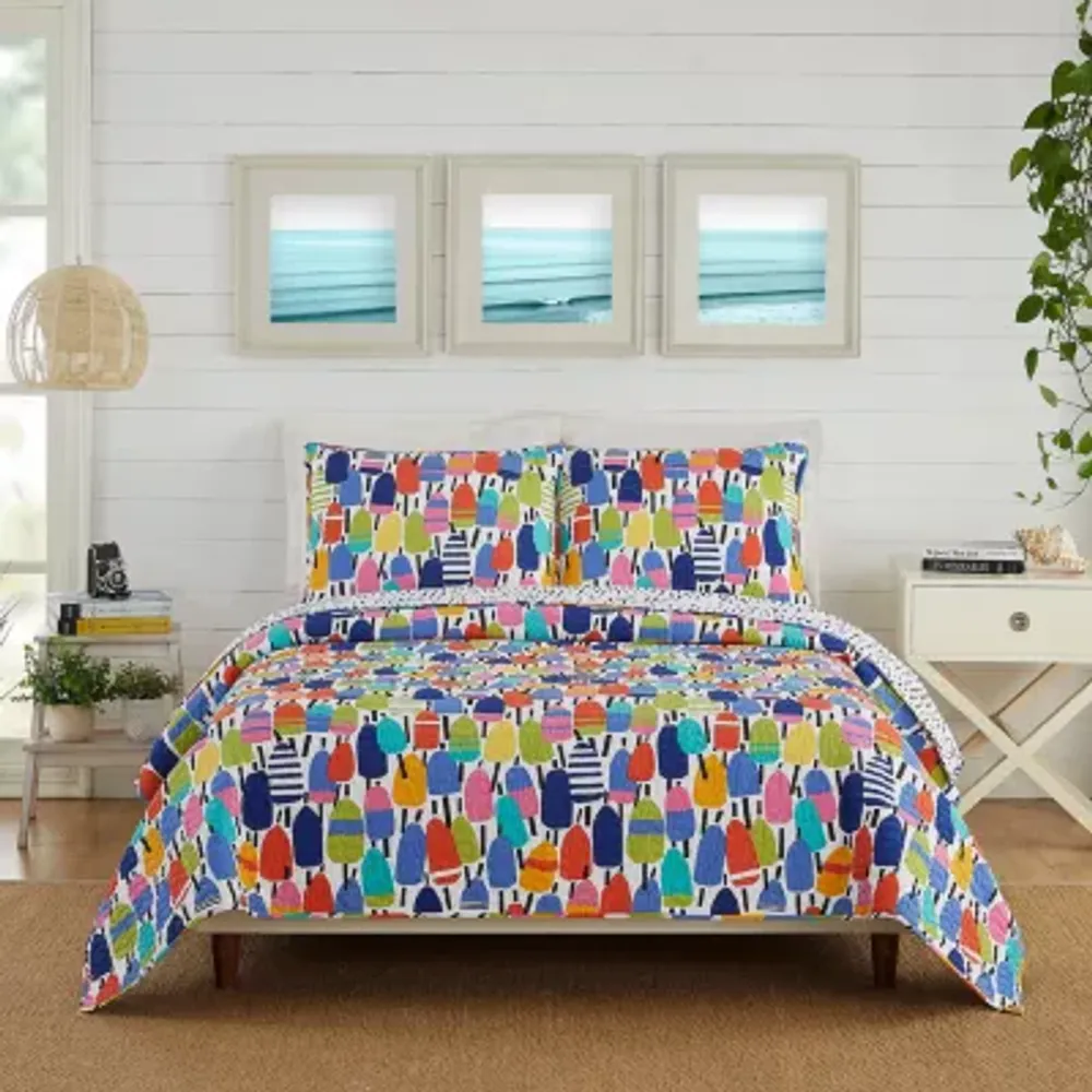 Nautica Marina Cove Cotton Reversible Quilt And Bonus Set