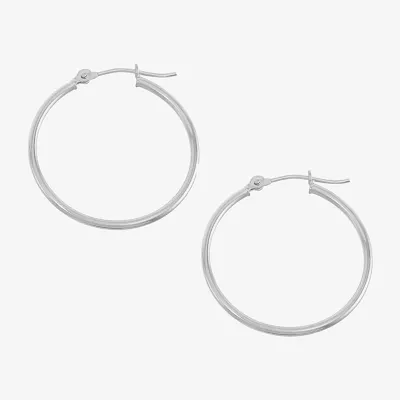 14K White Gold 30mm Hoop Earrings