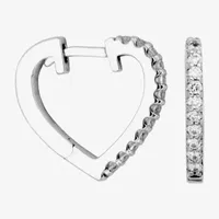 Paris 1901 By Charles Garnier White Cubic Zirconia Sterling Silver 16.6mm Heart Hoop Earrings