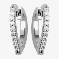 Paris 1901 By Charles Garnier White Cubic Zirconia Sterling Silver 16.6mm Heart Hoop Earrings