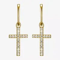 Paris 1901 By Charles Garnier White Cubic Zirconia 18K Gold Over Silver Cross Drop Earrings