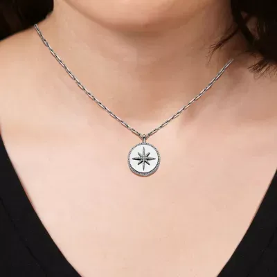 Paris 1901 By Charles Garnier Womens White Cubic Zirconia Sterling Silver Round Star Pendant Necklace