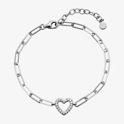Paris 1901 By Charles Garnier Sterling Silver 6 3/4 Inch Solid Paperclip Heart Link Bracelet