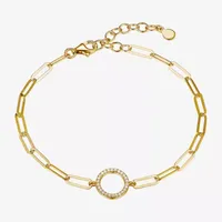 Paris 1901 By Charles Garnier 18K Gold Over Silver Inch Solid Paperclip Link Bracelet