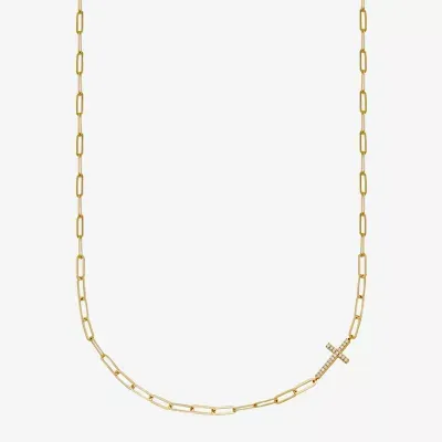 Paris 1901 By Charles Garnier Womens White Cubic Zirconia 18K Gold Over Silver Cross Pendant Necklaces