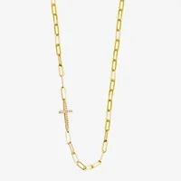 Paris 1901 By Charles Garnier Womens White Cubic Zirconia 18K Gold Over Silver Cross Pendant Necklace