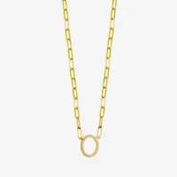 Paris 1901 By Charles Garnier Womens White Cubic Zirconia 18K Gold Over Silver Circle Pendant Necklace