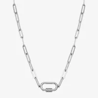 Paris 1901 By Charles Garnier Womens 17 Inch White Cubic Zirconia Sterling Silver Link Necklace