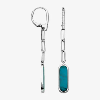 Paris 1901 By Charles Garnier Stabilized Blue Turquoise Sterling Silver Drop Earrings