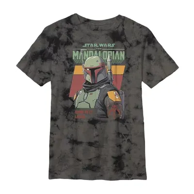 Disney Collection Little & Big Boys The Mandalorian Crew Neck Short Sleeve Star Wars Graphic T-Shirt