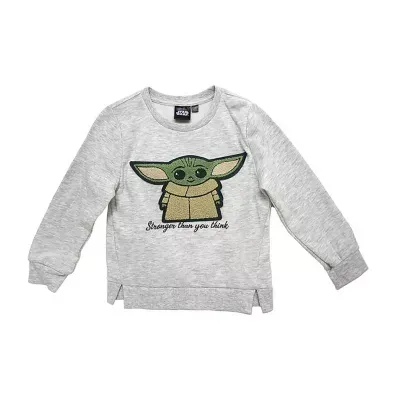 Disney Collection Toddler Boys The Child Crew Neck Long Sleeve Star Wars Sweatshirt