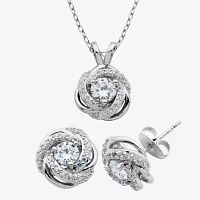 DiamonArt® Cubic Zirconia Love Knot Pendant Necklace & Earring Set