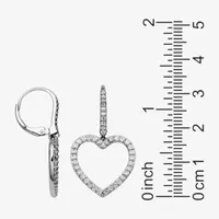 Diamonart 2 CT. T.W. White Cubic Zirconia Sterling Silver Heart Drop Earrings