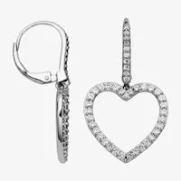 Diamonart 2 CT. T.W. White Cubic Zirconia Sterling Silver Heart Drop Earrings