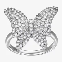 Diamonart Womens 2 CT. T.W. White Cubic Zirconia Sterling Silver Butterfly Cocktail Ring