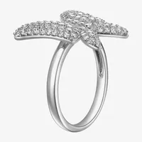 Diamonart Womens 2 CT. T.W. White Cubic Zirconia Sterling Silver Butterfly Cocktail Ring