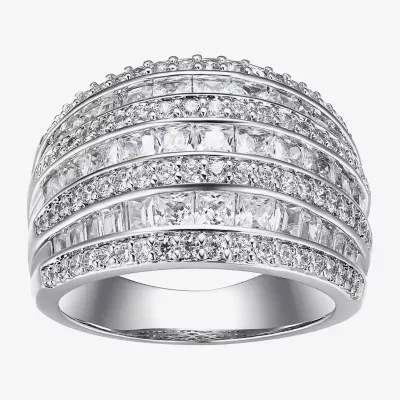 Womens 5 1/2 CT. T.W. White Cubic Zirconia Sterling Silver Dome Cocktail Ring