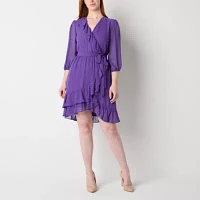 Melonie T Womens 3/4 Sleeve Fit + Flare Dress