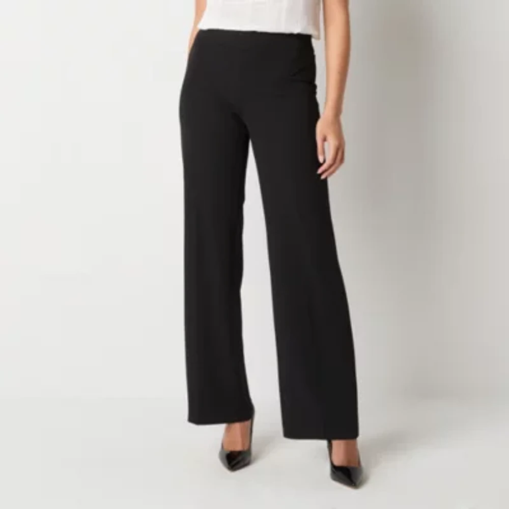 EP Modern by Evan-Picone Womens Mid Rise Wide Leg Pull-On Pants