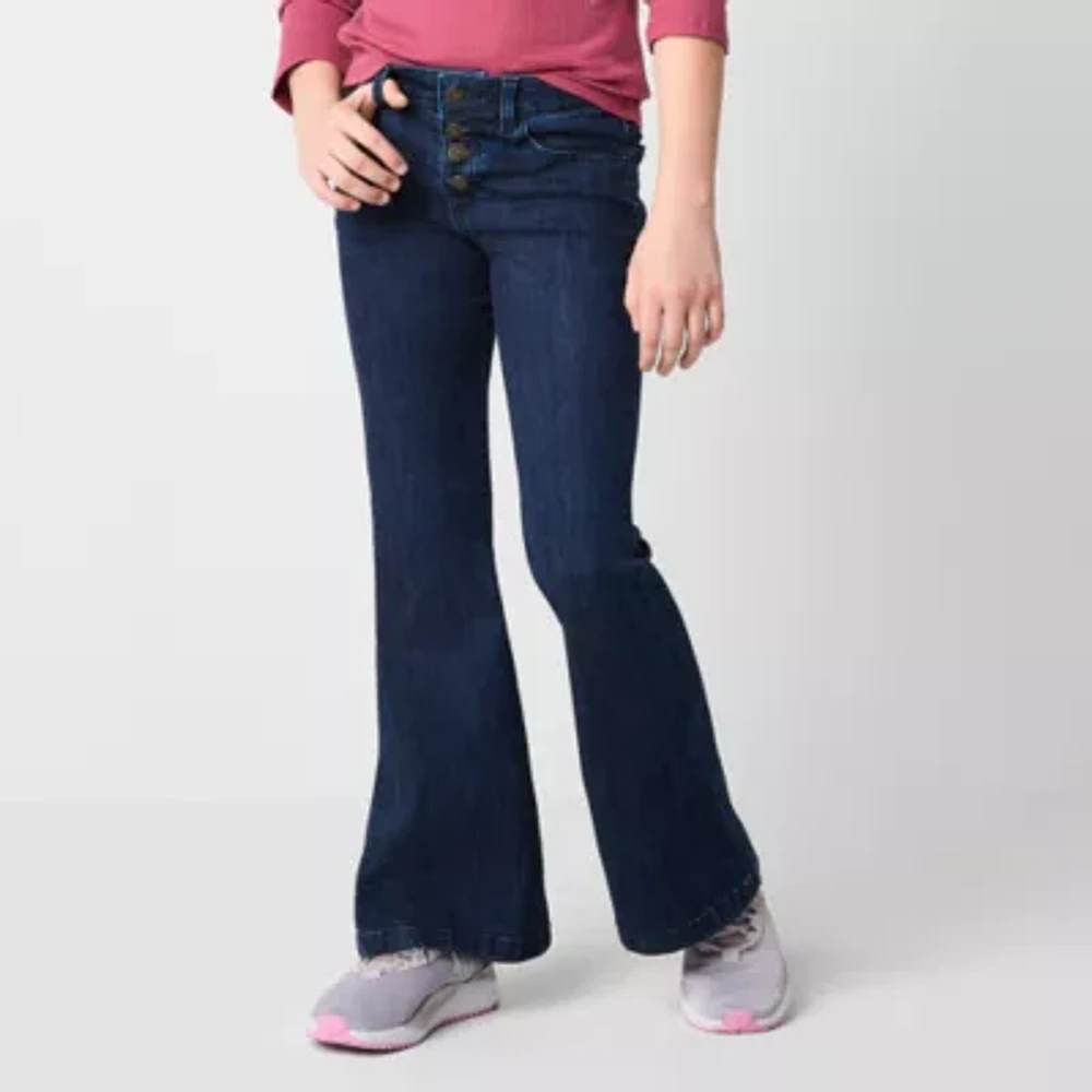 Thereabouts Little & Big Girls Button Fly Flare Leg Jean