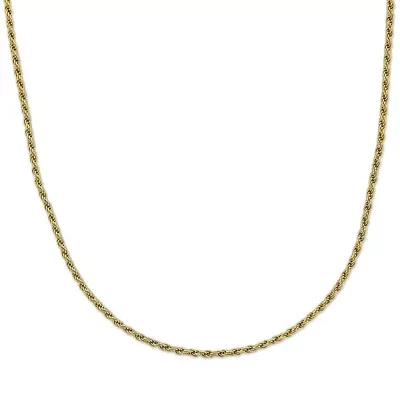 Mens 24" 18K Yellow Gold Over Silver Rope Chain Necklace