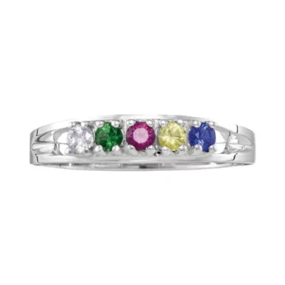 Personalized Sterling Silver Simulated Birthstone Family Ring