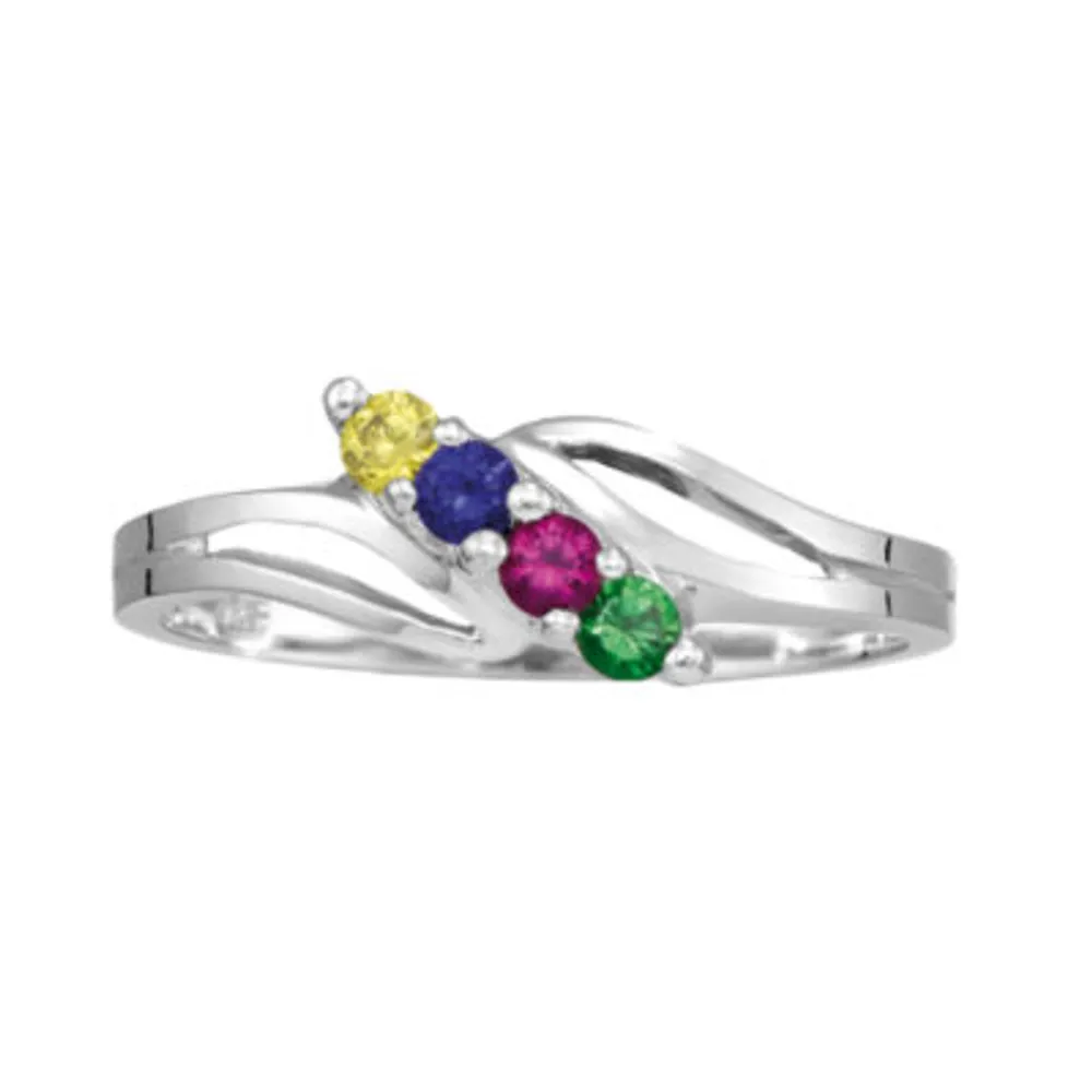 Personalized Sterling Silver Simulated Birthstone Family Ring