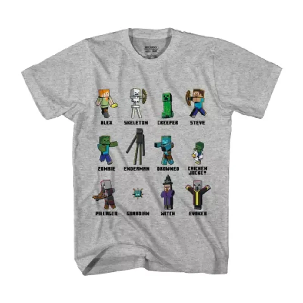 Little & Big Boys Crew Neck Short Sleeve Minecraft Graphic T-Shirt