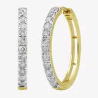 1 CT. T.W. Genuine White Diamond 10K or 14K Gold 22.5mm Hoop Earrings