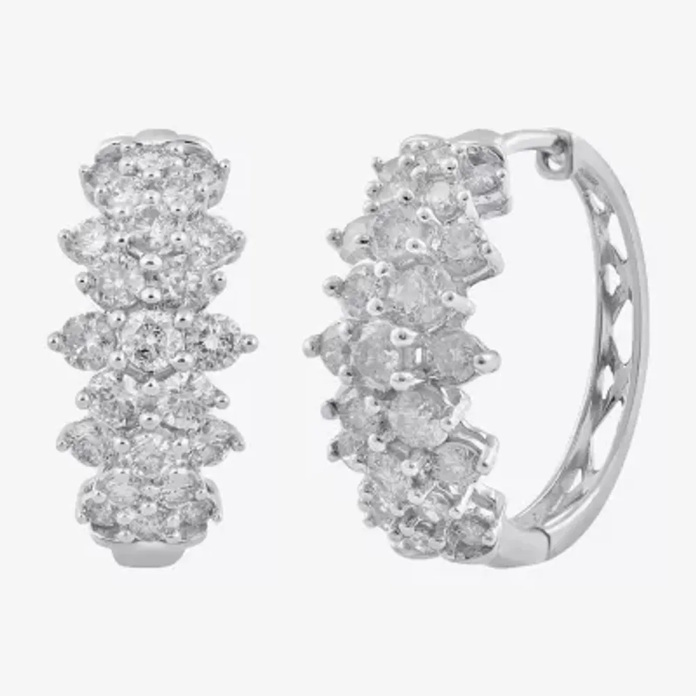 2 CT. T.W. Natural White Diamond 10K Gold 16mm Hoop Earrings