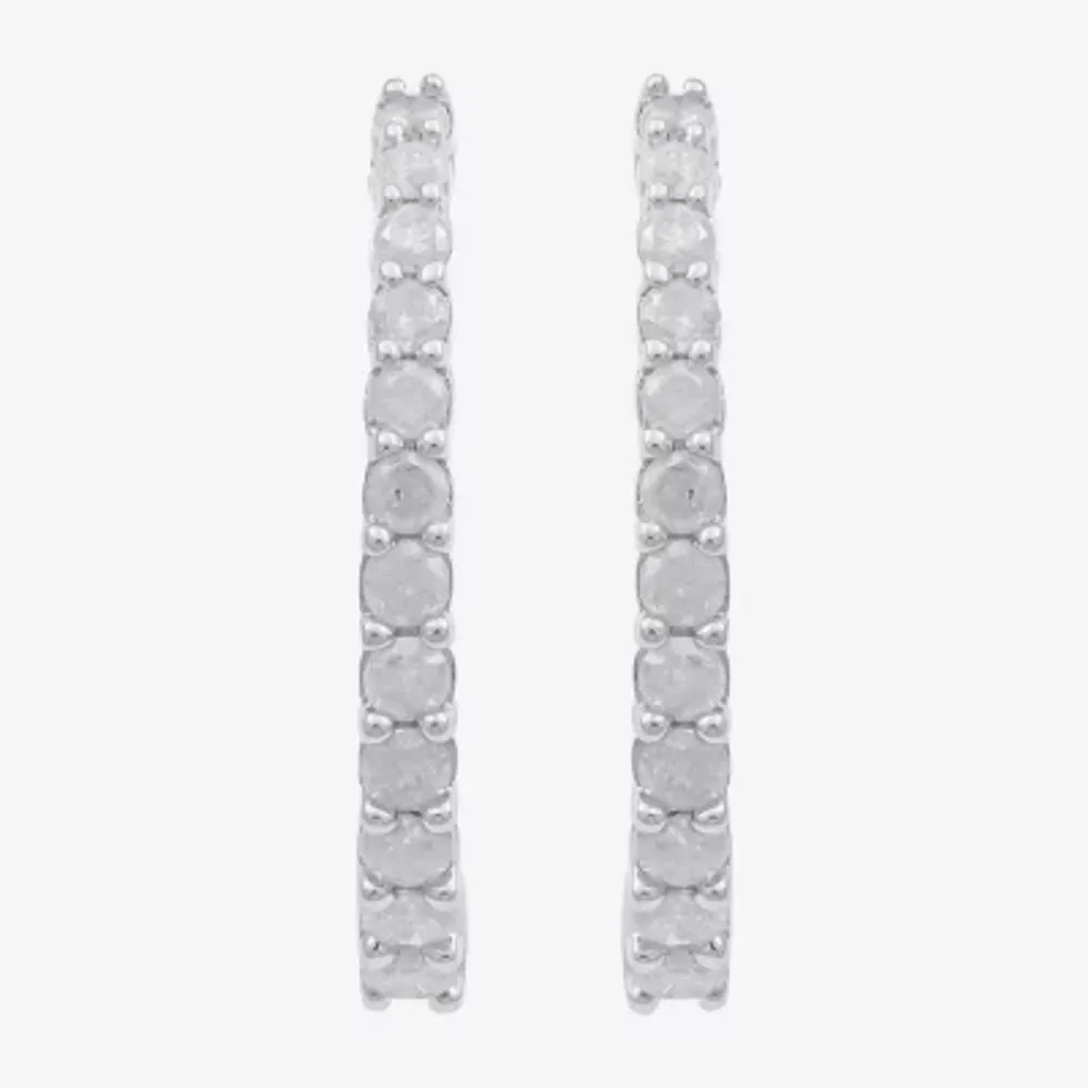 1/2 CT. T.W. Natural White Diamond 10K Gold 18mm Hoop Earrings