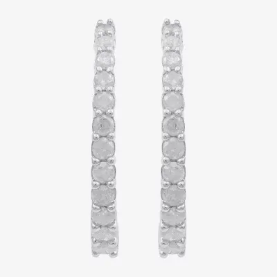 1/2 CT. T.W. Natural White Diamond 10K Gold 18mm Hoop Earrings