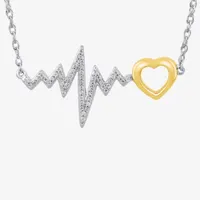 Heartbeat Womens 1/10 CT. T.W. Natural White Diamond Pendant Necklace Stering Silver