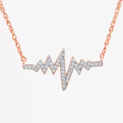 1/7 CT. T.W. Diamond Heartbeat Necklace in 14K Gold Over Silver