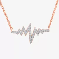 1/7 CT. T.W. Diamond Heartbeat Necklace in 14K Gold Over Silver