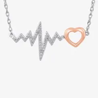 Heartbeat Womens 1/10 CT. T.W. Mined White Diamond Pendant Necklace in Stering Silver