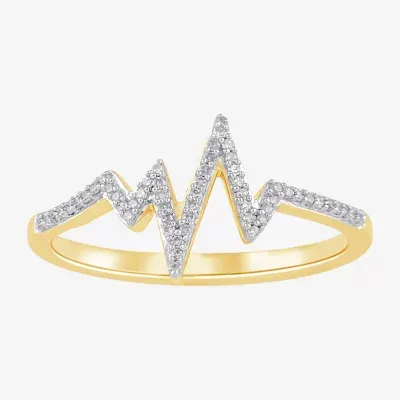 Heartbeat Womens 1/10 CT. T.W. Mined White Diamond Cocktail Ring Sterling Silver