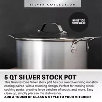 Granitestone Silver 5-Qt. Nonstick With Tempered Glass Lid Non-Stick Stockpot